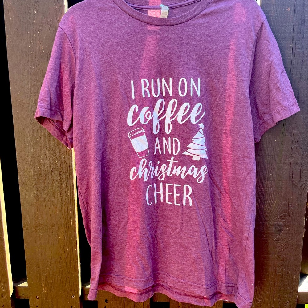 “I run of coffee and Christmas cheer” Christmas graphic tee
